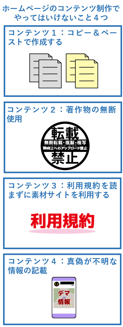 ホームページのコンテンツ制作でやってはいけないこと４つ